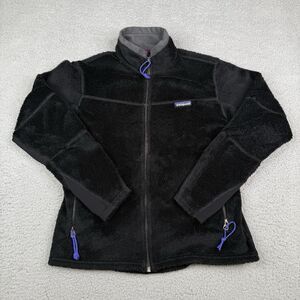 VTG Patagonia Regulator Fleece Jacket Women Small Black R2 Full Zip Polartec USA